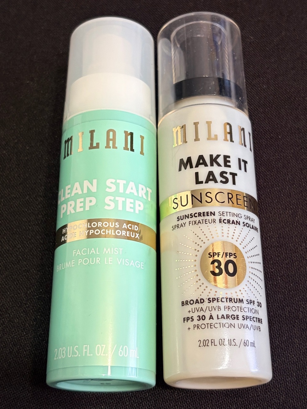 🌻Milani Clean Start Prep Step & Make It Last Sunscreen Setting Sprays New FullSz